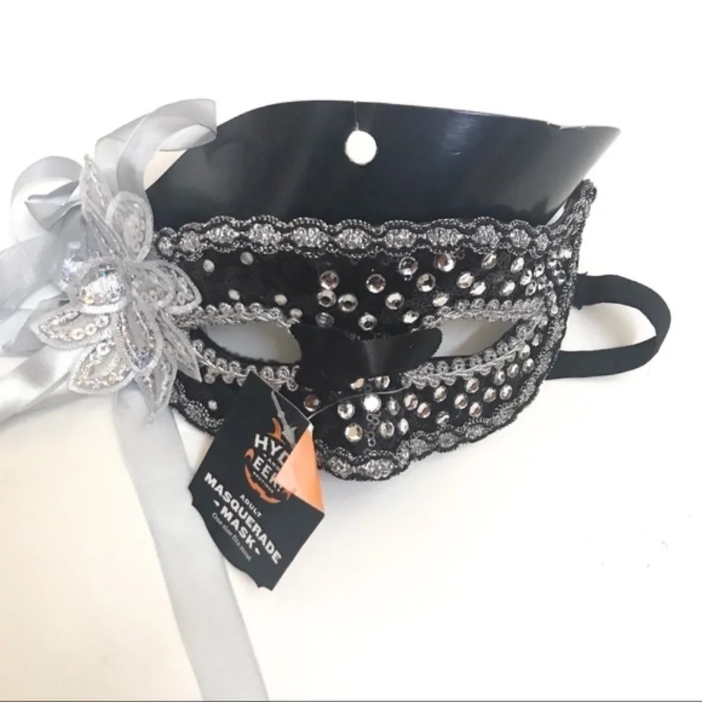 Costume Masquerade Mask Lace Jewels Floral Ribbon